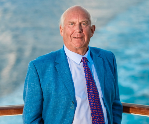 Stefan White on the deck of a cruise ship